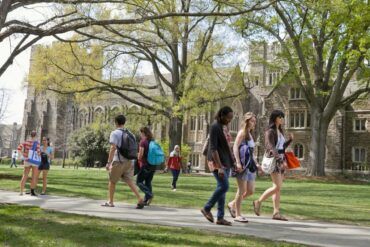 students walking around in INTOPREP's campus